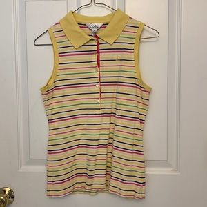Vintage Lilly Pulitzer striped sleeveless cotton pique polo shirt